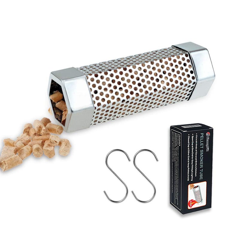 Kampfit Pellet Smoker Tube 6 Inches - Stainless Steel Perforated Wood Pellet Tube Smoker - for All Electric, Gas, Charcoal Grill or Smoker, Hot or Cold Smoking - Image 1